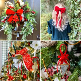 Red Velvet Ribbon 1 inch x 10 Yards Velvet Ribbon for Gift Wrapping, Crafts, Christmas Tree, Christmas Wreath, Bow Making, Vintage Fabric Red Velvet Ribbon on The Spool for DIY