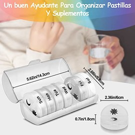 Pastillero Semanal 2 Tomas, Pastilleros para Medicamentos de 7 Días,Organizador para Medicamentos con 14 Compartimentos Separado,Pill Organizer de Viaje Impermeable con Tapa,para Vitaminas,Blanco