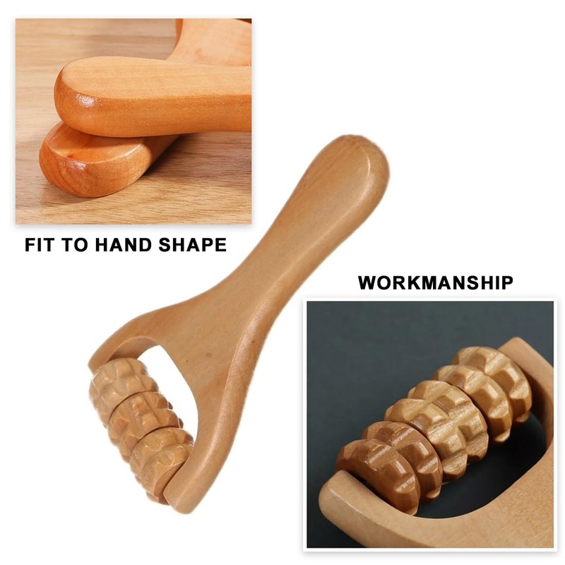 Accessories Wooden Massage Roller with Handle Legs Hands Face Massager