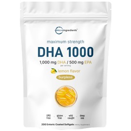 Omega 3 Fish Oil DHA Supplements 1000mg with EPA 500mg, 200 Softgels – Lemon Flavored, Burpless (Enteric Coated) | Deep Sea Fresh Fish, Wild Caught from Norwegian Waters | Mercury Free