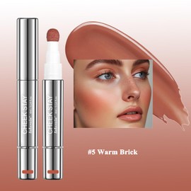 Liquid Blush for cheeks, High Pigment Buildable Long Lasting Blush Cream for radiant flushed cheeks, Natural Dewy Finish (#5 Warm brick, 1 PC)