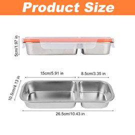BOXOB Stainless Steel Snack Container with Lid, Double Compartment Grab and Go Snack Container Reusable Metal Food Storage Box for School Office Travel Picnic Meal Prep