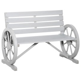 Rustic 2 Person Wagon Wheel Bench Grey Patio Outdoor Furniturecolor: Grey Color