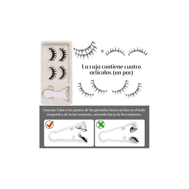 Kit De Pestaras Magneticas Reutilizables Con Aplicador 2pars