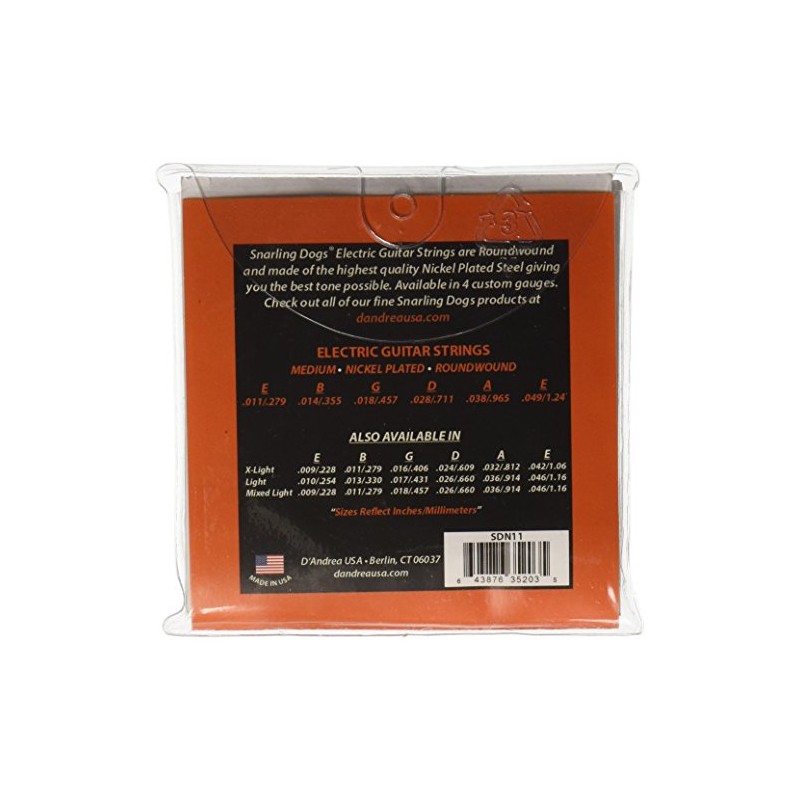 D'Andrea SDN11 Coated Nickel Electric Guitar Strings, Medium