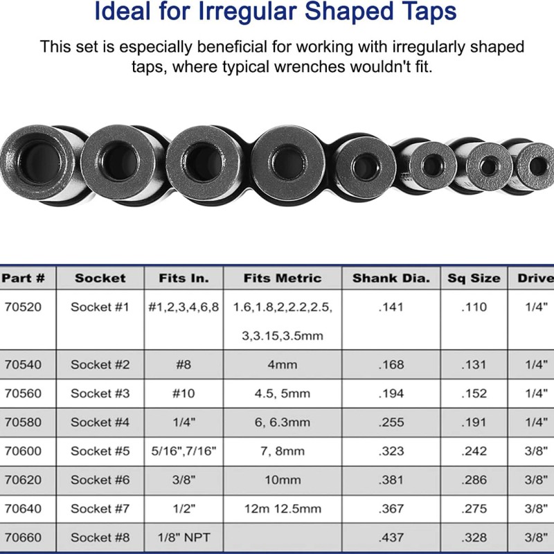 LIS Tap Socket Set 1/4 in and 3/8 in Drive