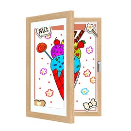 Ciyar Kids Artwork Frames Picture Displayer Magnetic Front Opening Album Storage A4, 8.5x11, 10x12.5 Changeable Holds 150pcs Paper (8.5 X 11, Wood - 1pc)