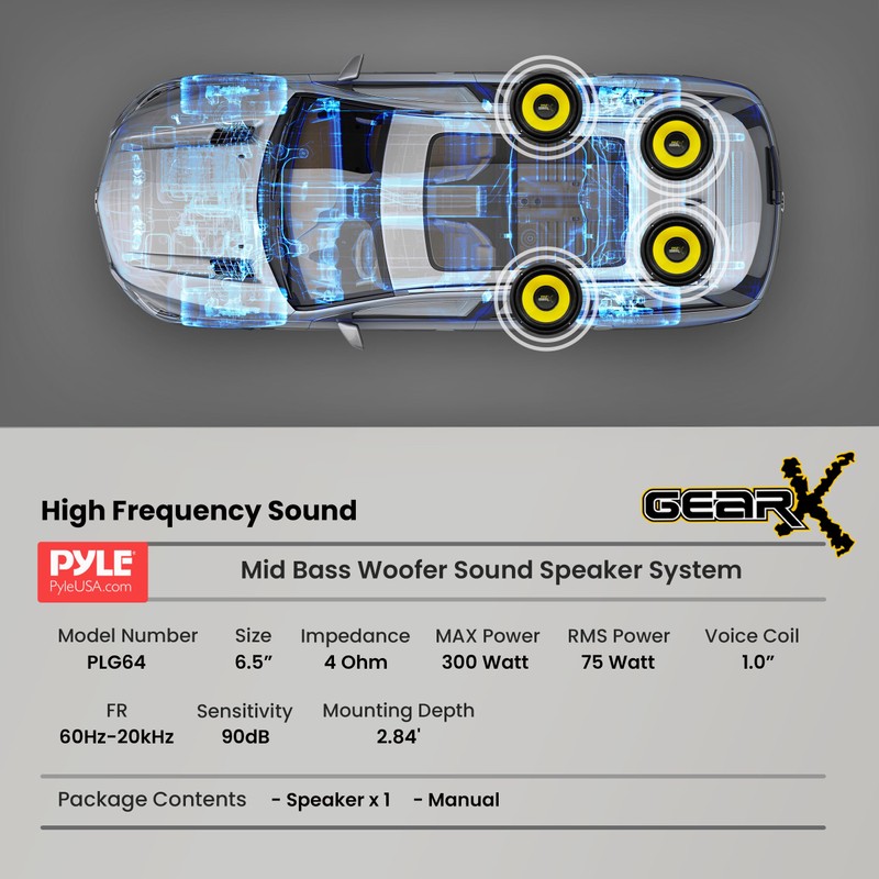 Pyle 6.5 Inch Mid Bass Woofer Sound Speaker System -