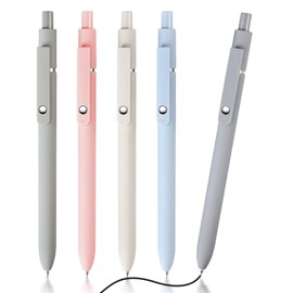 Relota 5 Piece Ballpoint Pen Set 0.5 mm, Retractable Aesthetic Pens, Black Ink Gel Ballpoint Pen, Ballpoint Pen, Smooth Writing Pens Gel Pen for School, Office, Home Suitable (Morandi)