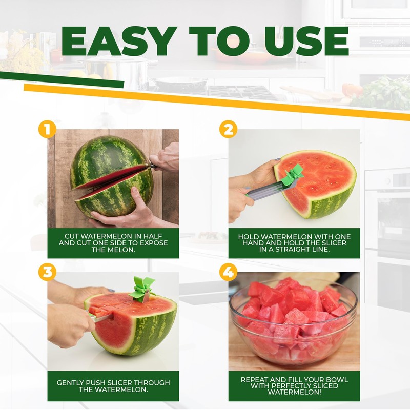 Aisle 3 Essentials Stainless-Steel Windmill Watermelon Cutter and Melon-Baller Set,