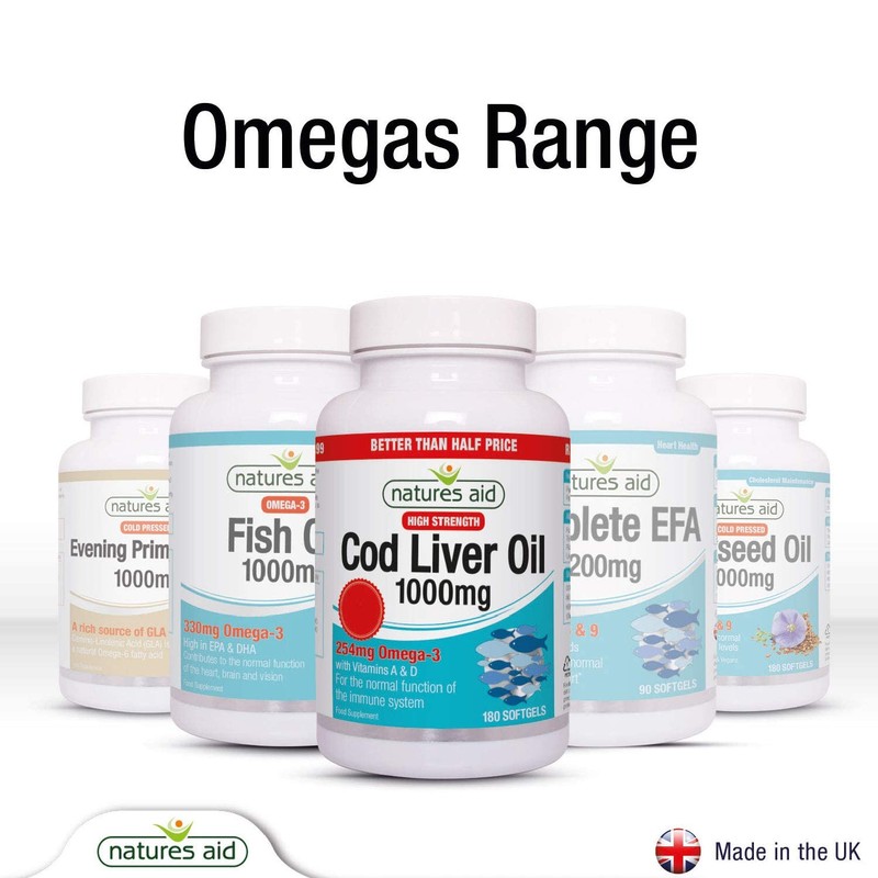 Natures Aid Cod Liver Oil, 1000 mg, 180 Softgel Capsules