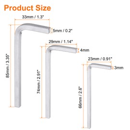 QUARKZMAN Pack of 3 L-shaped square head wrenches, 3 mm/4 mm/5 mm, made of carbon steel, L-key, 4-point metric bolt wrench, repair tool for DIY general applications