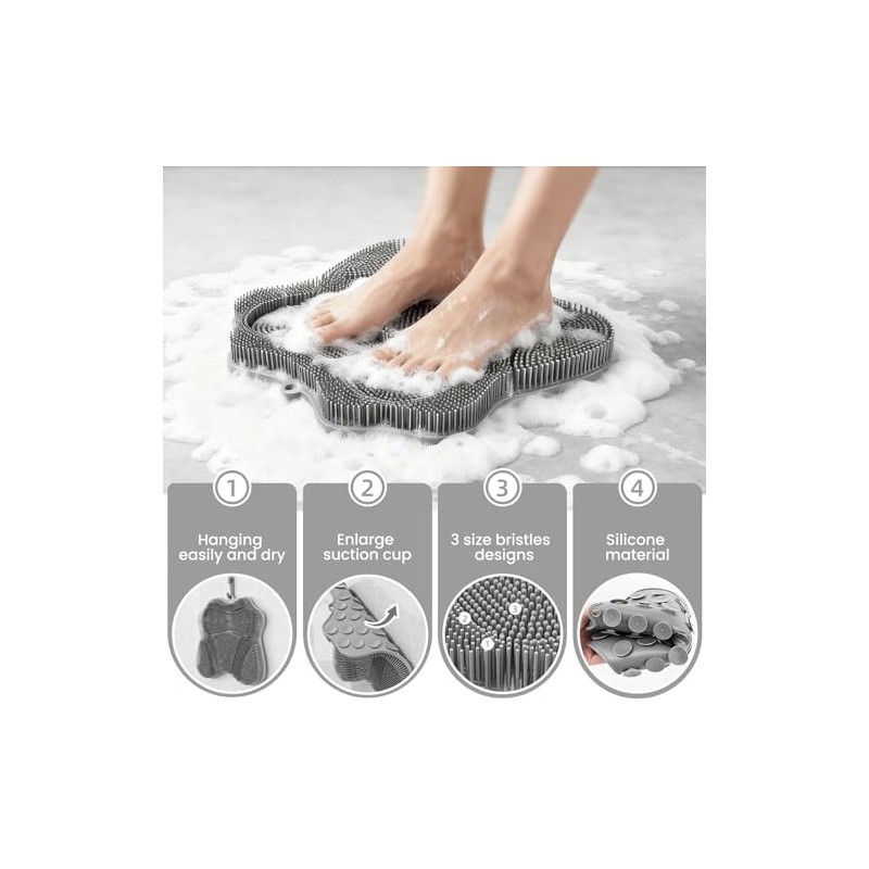 Shower Foot Scrubber Mat, Compact Lightweight Accessory for Travel and