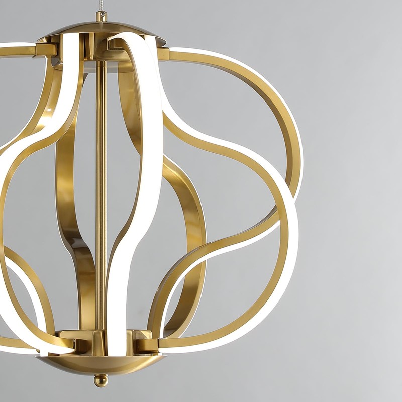 Munbea Modern Gold LED Chandelier with Remote Control, Dimmable LED