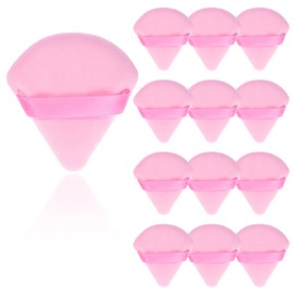 JIYIN 12PCS Triangle Powder Puff, Soft Makeup Puff Makeup Sponges for Loose Powder and Body Powder Puff Pads for Press Powder Cosmetic Foundation Blender Sponge Beauty Tools for Face and Eye(Pink)