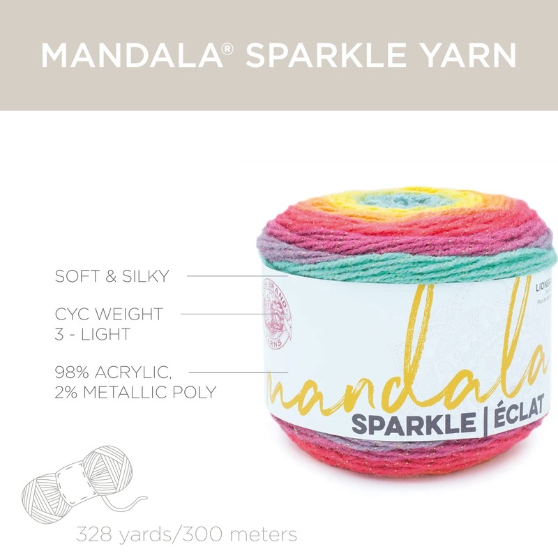 Lion Brand Yarn (1 Skein) Mandala Sparkle Yarn, Aquila