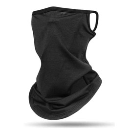 Wild Scene Men's Face Cover, UV Protection, Large Size, XL, Sun Protection, UPF 50+, Cool, Summer, Sweat Absorbent, Quick Drying, Ear-hook, Black XL