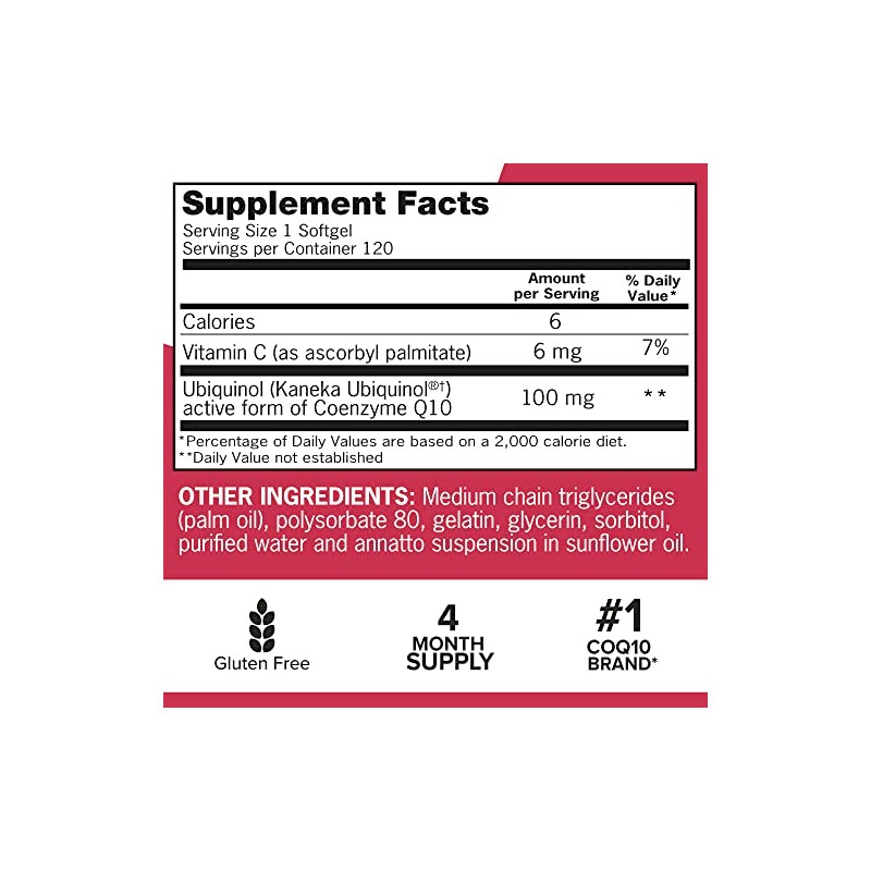 Qunol Mega CoQ10 Softgels, 100 Mg, 120 Count