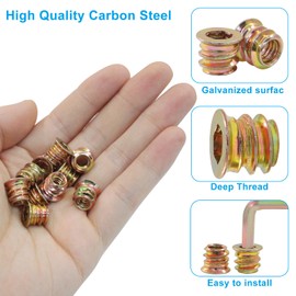 Moicstiy 50 Pcs 1/4"-20 x 10mm Threaded Inserts for Wood, Nut Threaded Wood Inserts for Furniture