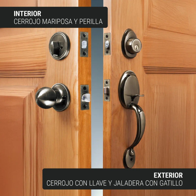 Cerradura para puerta abatible Hermex Basic CEP-21PJP derecha/izquierda acabado latón