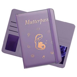 Maternity Log Protective Cover, Faux Leather, German Maternity Passport, Maternity Log Cover with 9 Compartments for Ultrasound Image, Insurance Card, Vaccination Certificate, Pregnancy Announcement