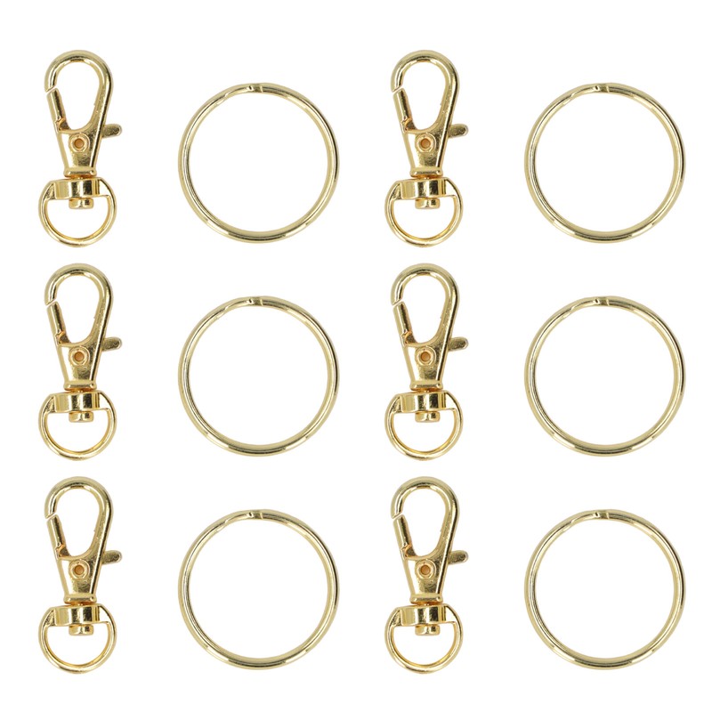 100PCS Gold Lobster Claw Clasp with Key Rings Rustproof Metal