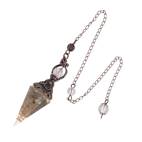 Lovionus89 Healing Crystal Pendulum for Divination, Wicca Dowsing Rod Balancing Spiritual Resin Gemstone Point Pendant, Moonstone