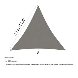 HOMPER 3.6x3.6x3.6M Sun Shade Sail Triangle, 95% UV Block Garden Sunscreen Awning Canopy with Free Rope, Breathable Patio Sail pergola for Outdoor Partye