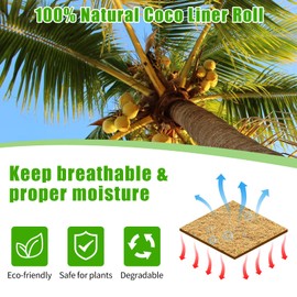 Dovesail Coco Liner Roll 12x120 Inch, Natural Coconut Liners for Planter Flower Basket, Thick Coco Fiber Mat for Hanging Basket, Garden Decoration, Animal Pet Pads, Reptile Carpet