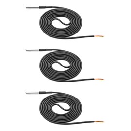 QWORK® Set of 3 Temperature Sensors, Stainless Steel Temperature Sensors, 2 m Sensor Cable, Temperature -55 °C to + 125 °C
