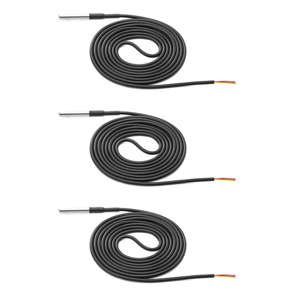 QWORK® Set of 3 Temperature Sensors, Stainless Steel Temperature Sensors,