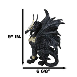 Ebros Blue Sapphire Golden Armored Combat Dragon Standing Guard Statue 9" Tall Home Decor Resin Fantasy Dungeons and Dragons Figurine