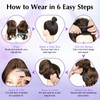 Kurope Black Wig 2-in-1 Messy Bun Hairpieces Ponytail with Bangs