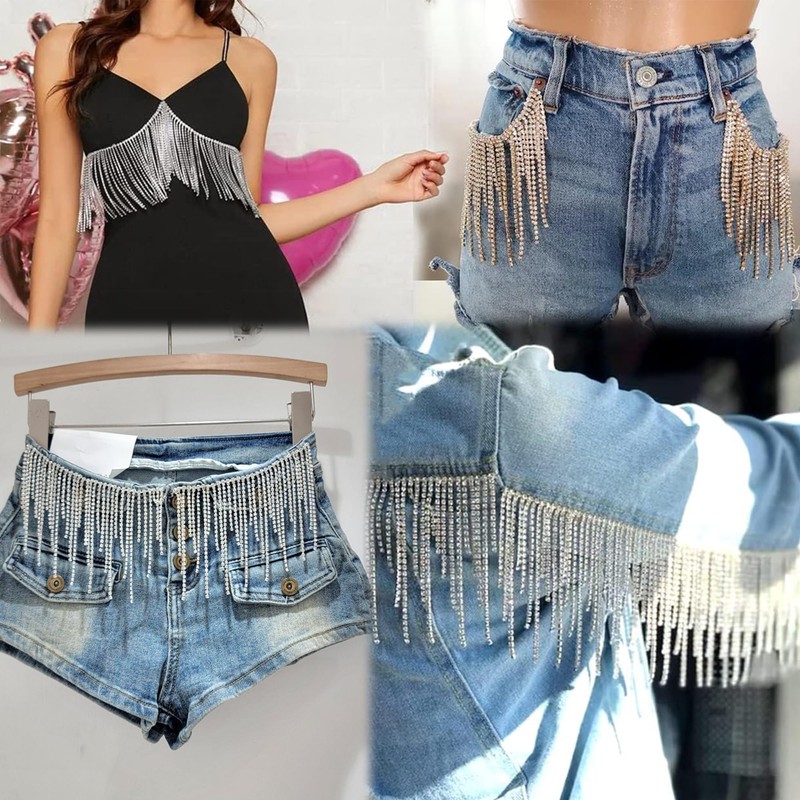 MINGZE 0.9 m Tassel Chain Decoration, Chain Trim Tassel Crystal