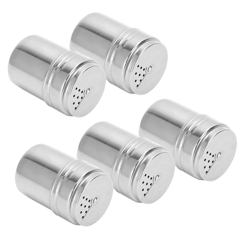 5PCS Seasoning Bottle Stainless Steel Spice Shaker with Rotating Cover