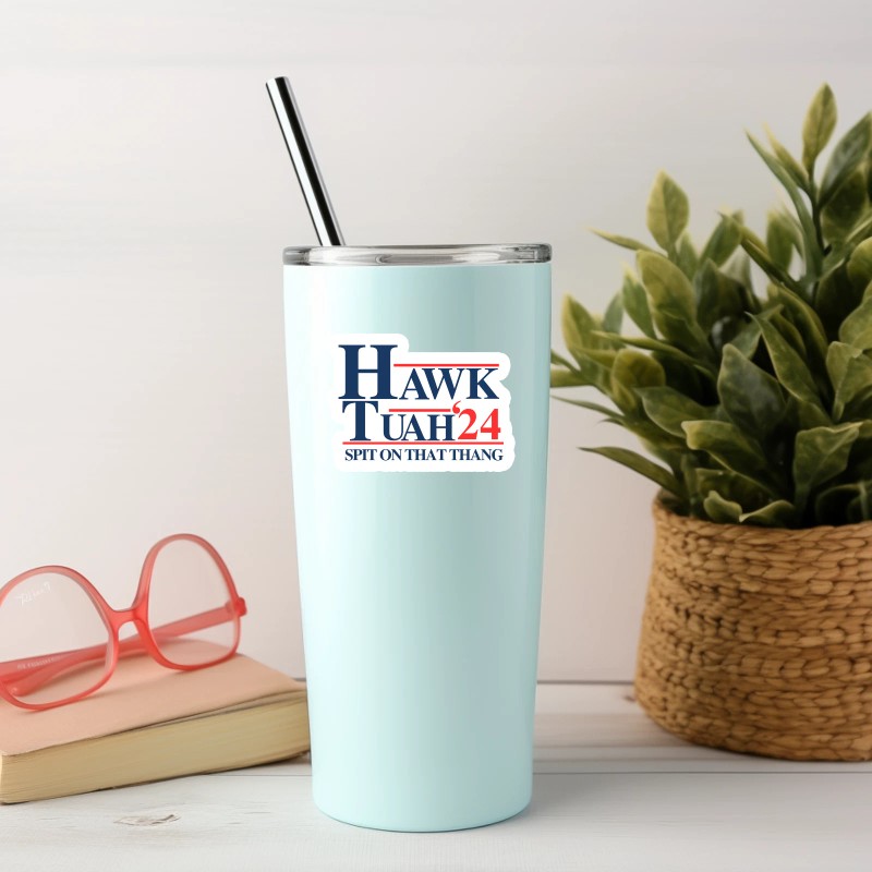 Sticker Maniac 2x Hawk Tuah Funny Meme Sticker Waterproof, Scratch