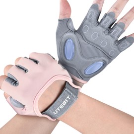 UTEBIT Gym Gloves for Women, Weight Lifting Workout Gloves with Wrist Support Rubber Padded Full Palm Protection, Breathable Pink Cycling Gloves for Training, Exercise, Fitness