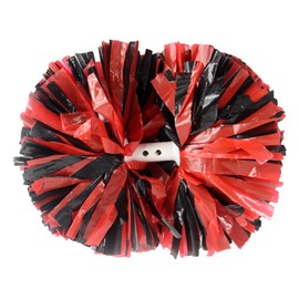 Hooshing 2PCS Cheerleading Pom Poms Black and Red Professional Cheering Pom Poms with Baton Handle for Cheer Squad Team Sports Spirited Party Dance Training