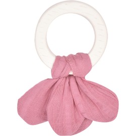 Tikiri 8597009 - Natural Rubber Teething Ring Pink, Grasping Toy for Babies and Children from 0+ Months, 15 cm