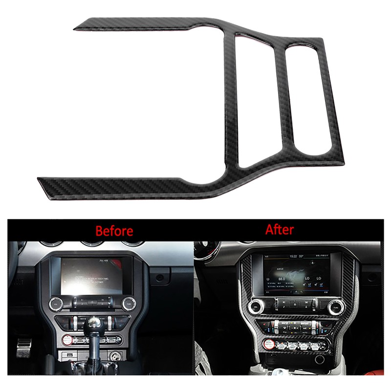 Carbon Fiber Multimedia Center Console Panel Decorative Trim Sticker for