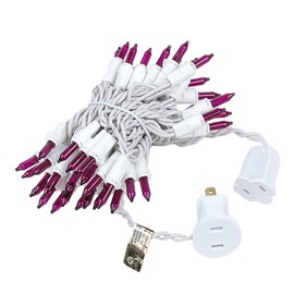 Novelty Lights 50 Light Purple Christmas Mini String Light Set, White Wire, Indoor/Outdoor UL Listed, 11' Long