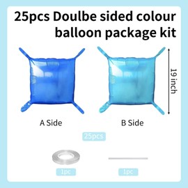 Metallic Navy Blue and Pearl Blue Double Sided Square Foil Balloons Wall,19 Inches Blue Chrome Foil Balloons Tunnel Arch Kit for Bachelorette,Anniversary,Wedding,Birthday Party Background Decoration