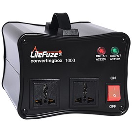LiteFuze convertingbox 1000-Black 1000 Watt Auto Voltage Converter Transformer - Light Weight - Step Up/Down [5-Years Warranty]