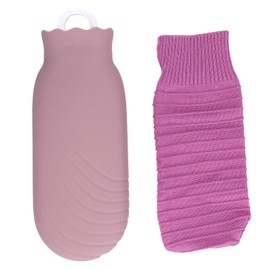 550ml Hot Water Bag Silicone Plush Cute Cartoon Explosion Proof Leakproof Hot Water BottlePurple