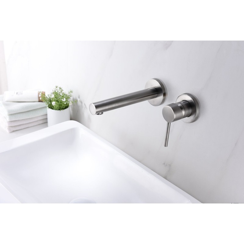 Sumerain Wall Mount Bathroom Faucet Brushed Nickel,Valve Included