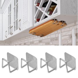 Aogigigio Under Cabinet Cutting Board Holder - 4 Pcs Cutting Board Holder Rack Storage Stainless Steel Under Shelf Counter Chopping Board