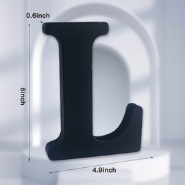 AOCEAN 6 inch Black Wood Letters Unfinished Wood Letter for Wall Decorative Standing Letters Slices Sign Board Decoration for Craft Home Party Projects (L)