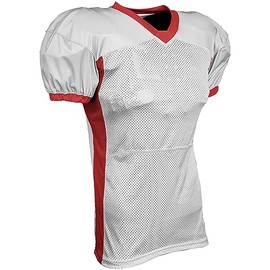 CHAMPRO Men's Standard Adult Blitz Football Jersey, White, Scarlet