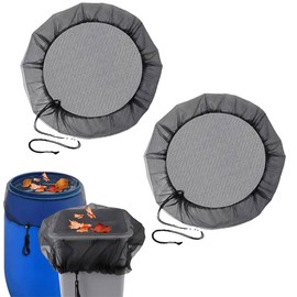 Rain Barrel Net Cover 59 Inch Garden Barrels Protective Cover with Drawstring Filter to Prevent Dropped Leaves Dirt in the Garden - Pack of 2