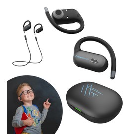 PowerLocus Kids Headphones Wireless Open Ear, 85dB Safe Volume Limit, Bluetooth Open-Ear Earbuds with Enhanced AI Microphones, Comfortable,12x17mm Deep Bass Drivers, Neckband Earphones for Kids (Blue)